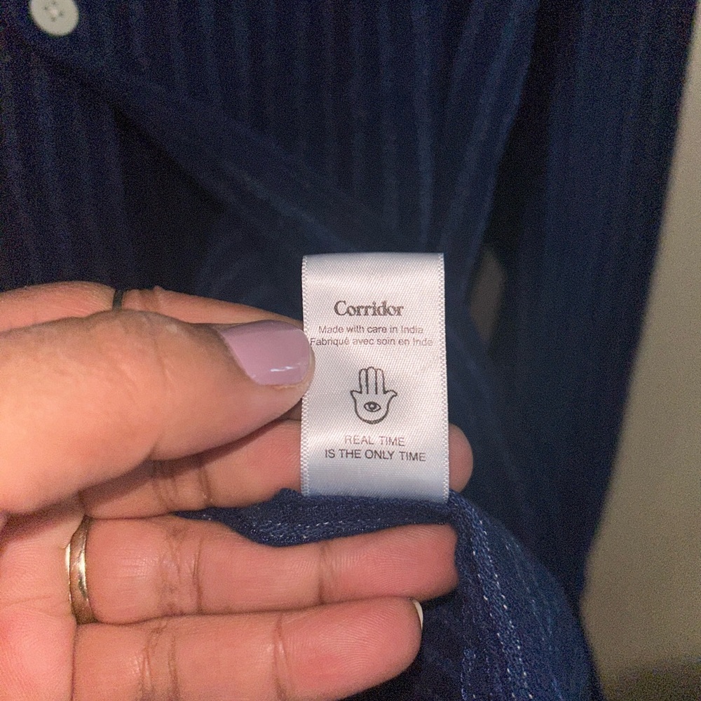 Corridor New York Shirt - blue striped 100 % cotton long sleeve button up - Picture 6 of 10